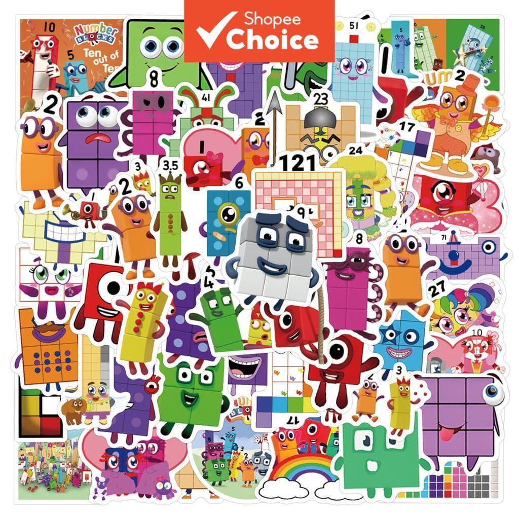 Numberblocks 300 Pcs Bloco Digital Vinil Laptop Telefone Skate À Prova D'água Bonito Pacote De Adesivos Decoração De Bri