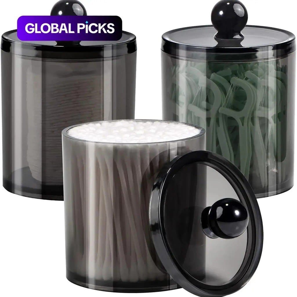 Conjunto de Caixas Transparentes para Armazenamento de Algodão de Maquiagem, 2/3/6 Unidades, Recipientes Redondos para A