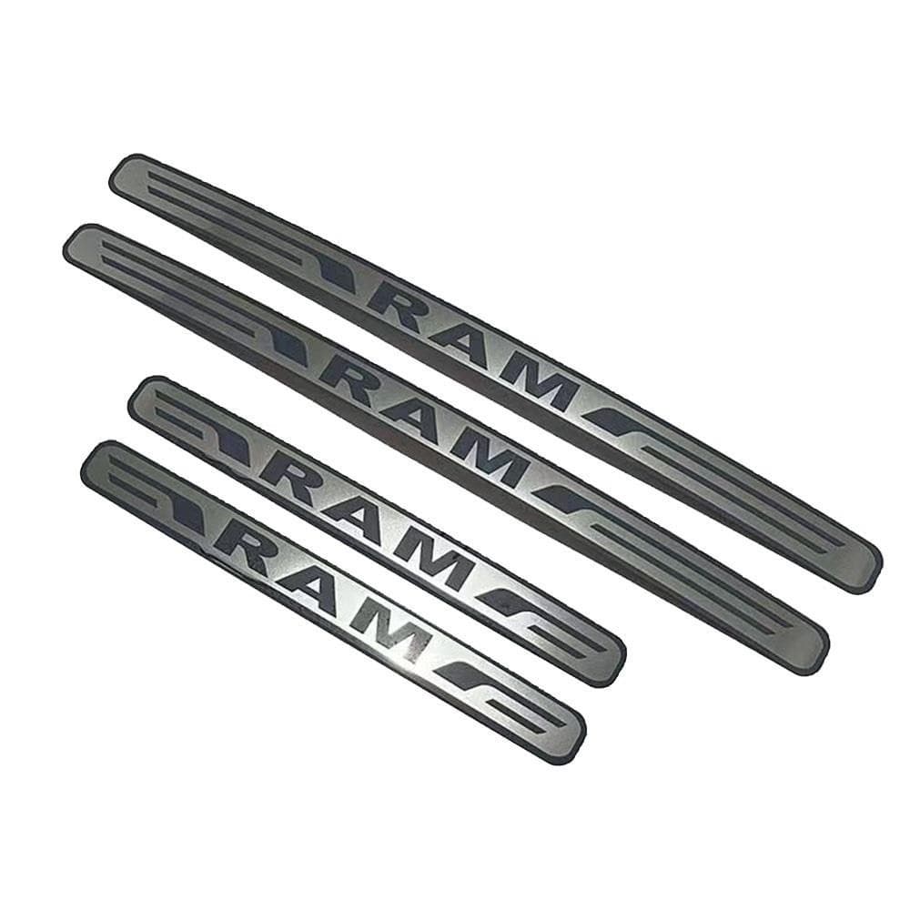 Aço Inoxidável Guarnição de Soleira Proteção de Porta de Carro para RAM 1500, Conjunto de 4 peças