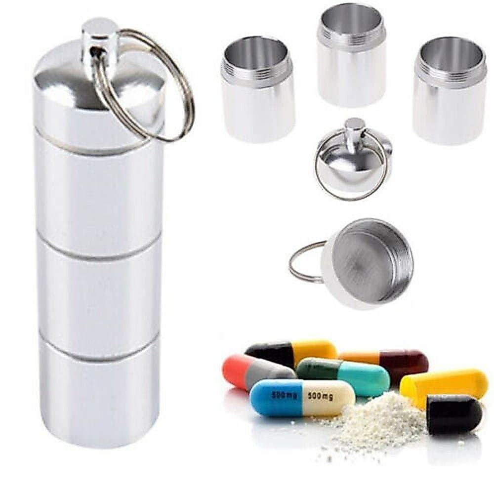 Caixa De Comprimidos  Com Bolso Para Chaveiro , Liga De Alumínio , 1 Peça , À Prova D'água , Formato De Cápsula ,