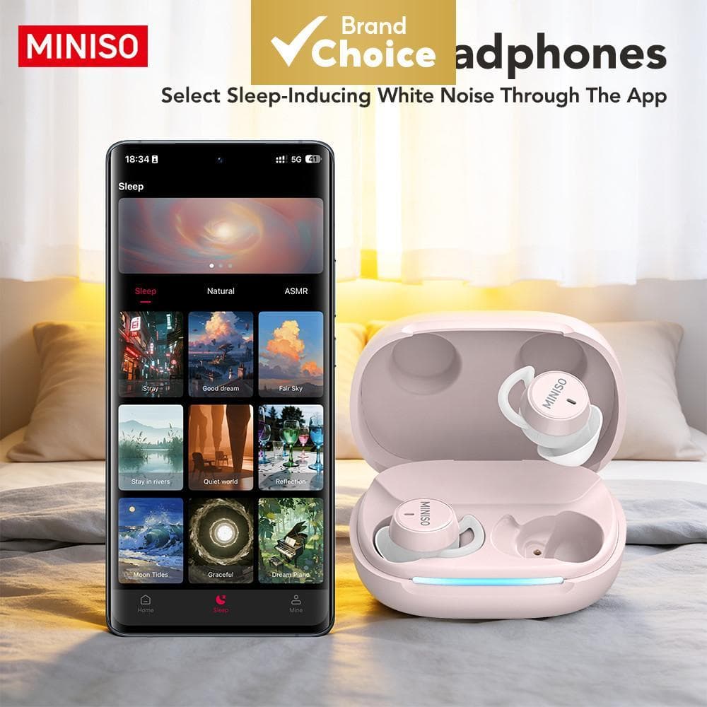 MINISO Fones de ouvido MS217 AI, tradutor inteligente, fones de ouvido para dormir, TWS, fones de ouvido Bluetooth,