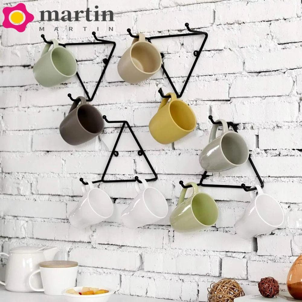 Suporte De Caneca Triangular MARTIN , Copo De Ferro Montado Na Parede , Rack De Armazenamento Preto Que Economiza Espaço