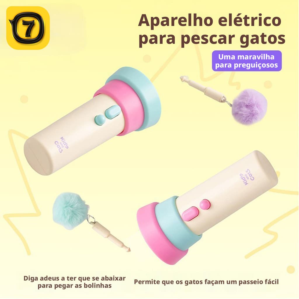 Varinha elétrica para gatos com lançador automático de bolas retráteis, um gadget para pessoas preguiçosas, um brinquedo