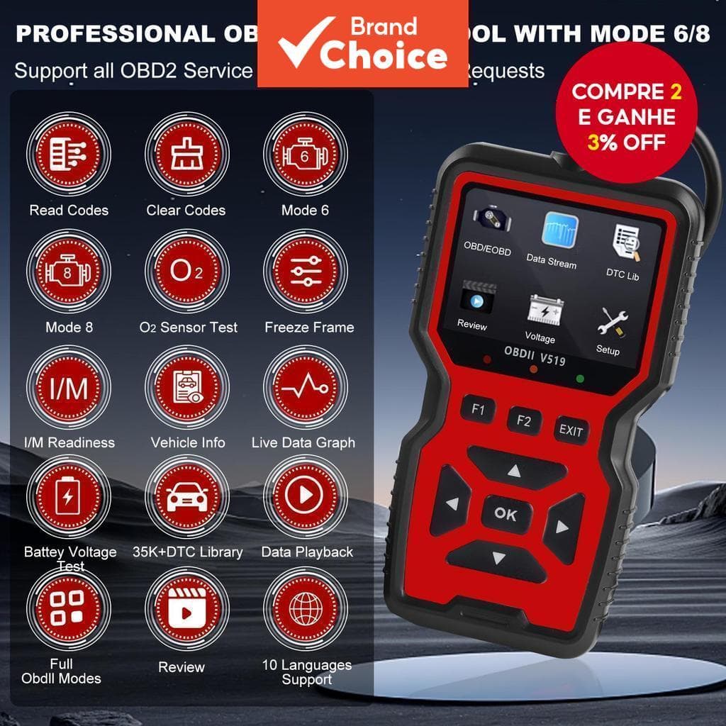 Leitor De Código De Falha Do Motor Da Ferramenta De Diagnóstico Scanner De Carro OBD2
