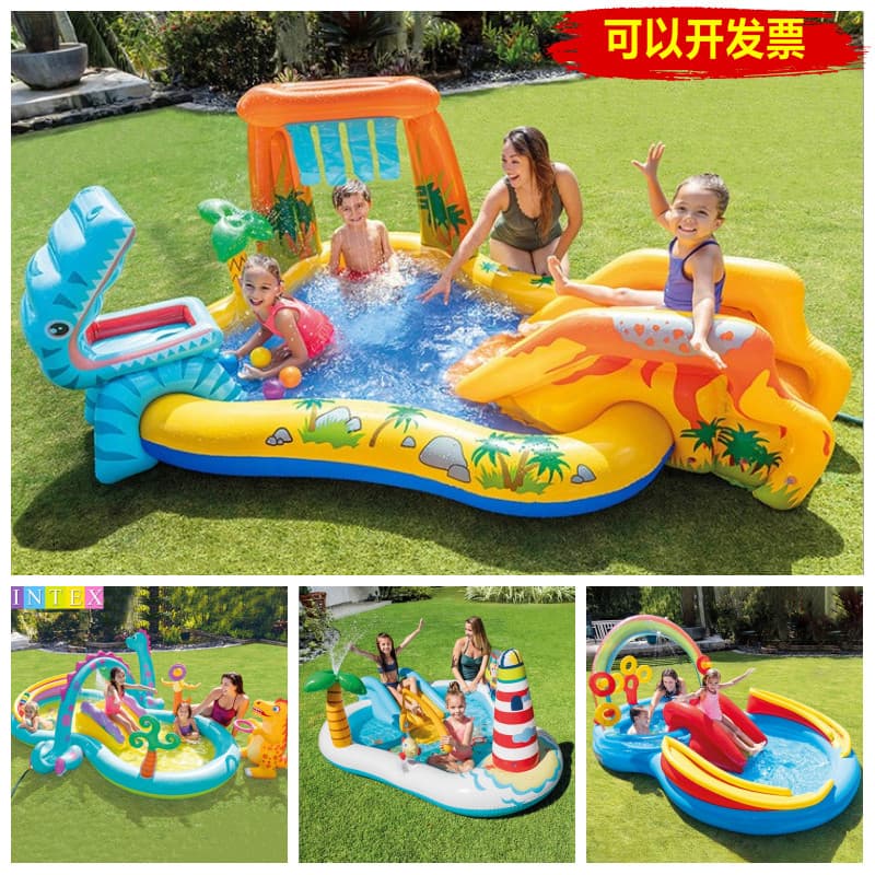 Piscina divertida multifuncional piscina infantil com corrediça pode pulverizar tiro de água bebê inflável família paraí