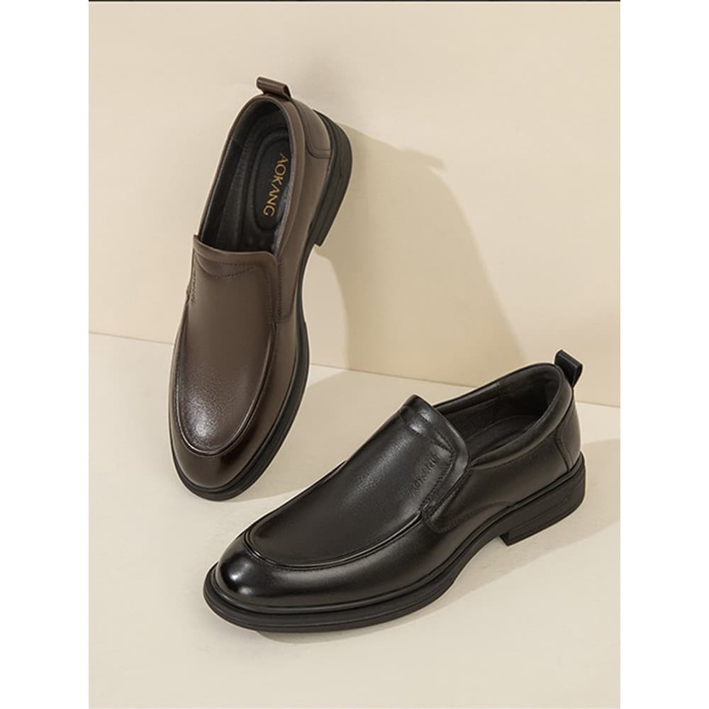 Okcom sapatos de couro masculino marrom High-End couro genuíno negócios sapatos formais primavera outono trabalho sapato