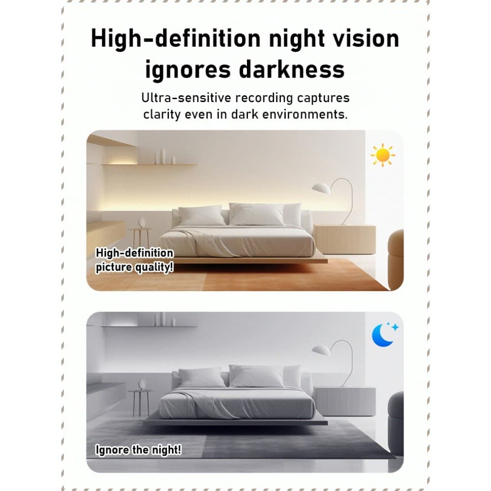 Mini câmera de vigilância HD sem fio com visão noturna para ambientes internos