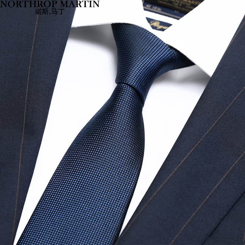 Nos.Martin Silk Tie Masculino Business High-End Azul Cor Sólida Terno Feito à Mão Caixa de Presente de 7.5 cm de Largura