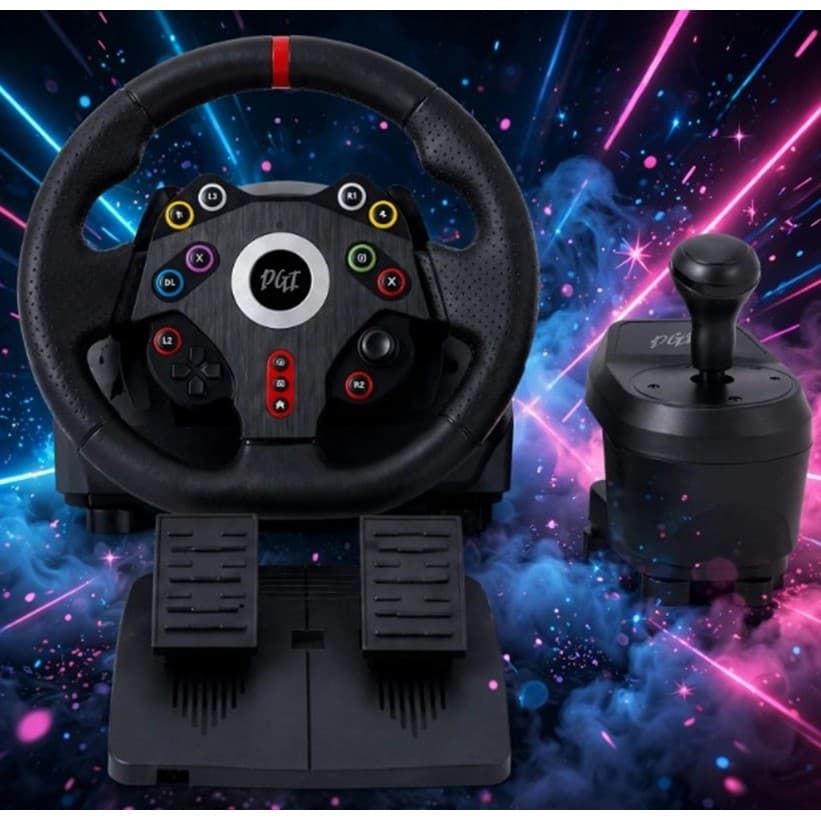Volante Gamer pedais Ps5 Ps4 Ps3 Xbox Series One c/ cambio