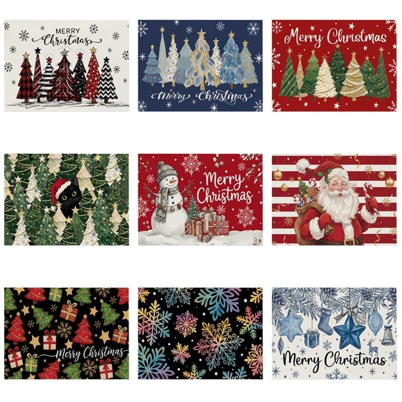 Novo natal placemats Santa floco de neve isolamento tapetes de mesa decoração de mesa de férias ocidental placemats