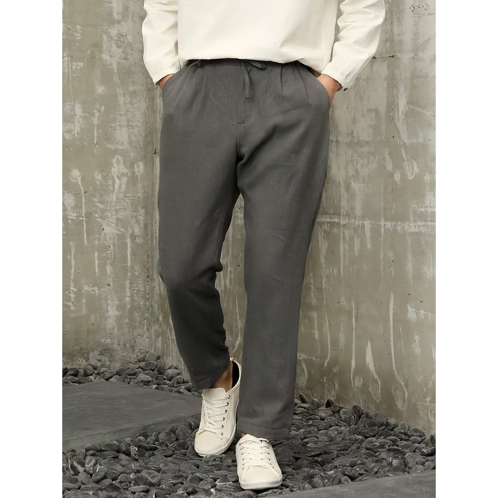 Nan estilo chinês calças de linho completo calças masculinas pés pequenos calças casuais verão calças masculinas Ramie e