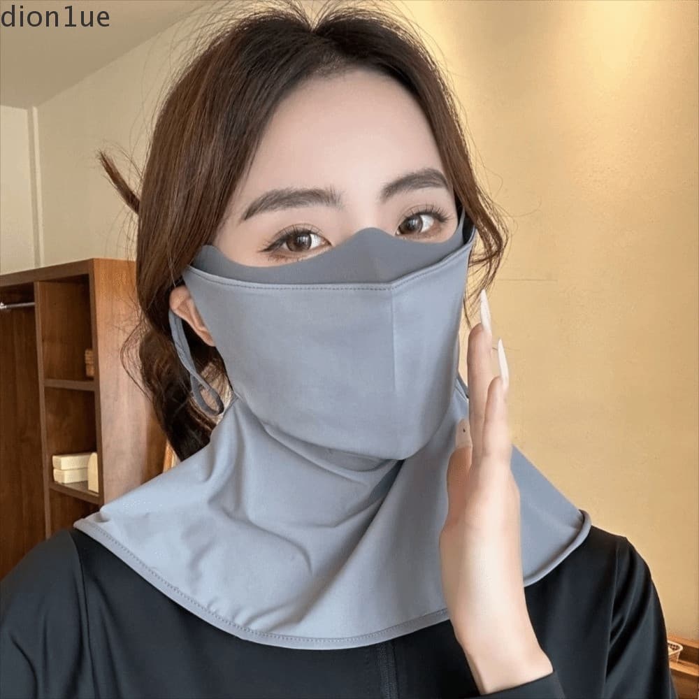 DION1UE Máscara Facial De Seda Gelada , Respirável Com Compartimento Para Beber , Proteção UV , Bkini , Versão Estendida