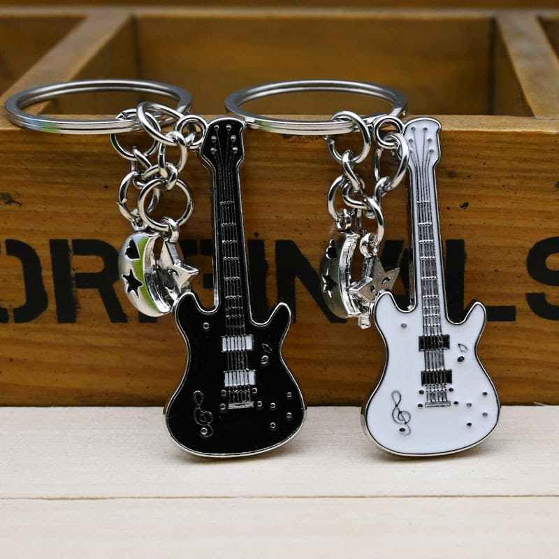 Clássico baixo pequeno pingente nostálgico guitarra elétrica modelo criativo Metal guitarra chaveiro jóias presente