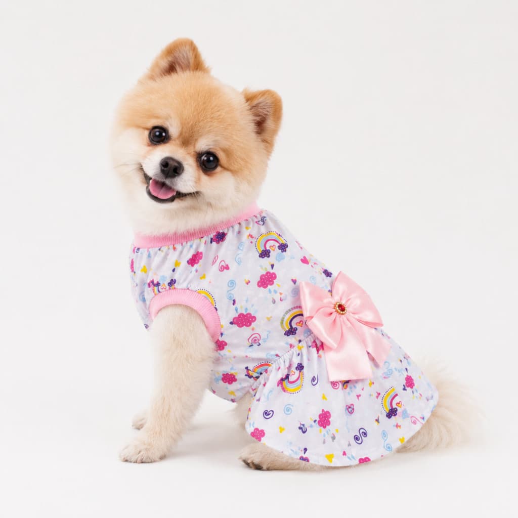 Vestido Pet de Malha com Laço | Roupa para Cachorro e Gato | Macio e Confortável | Tamanhos P ao G1