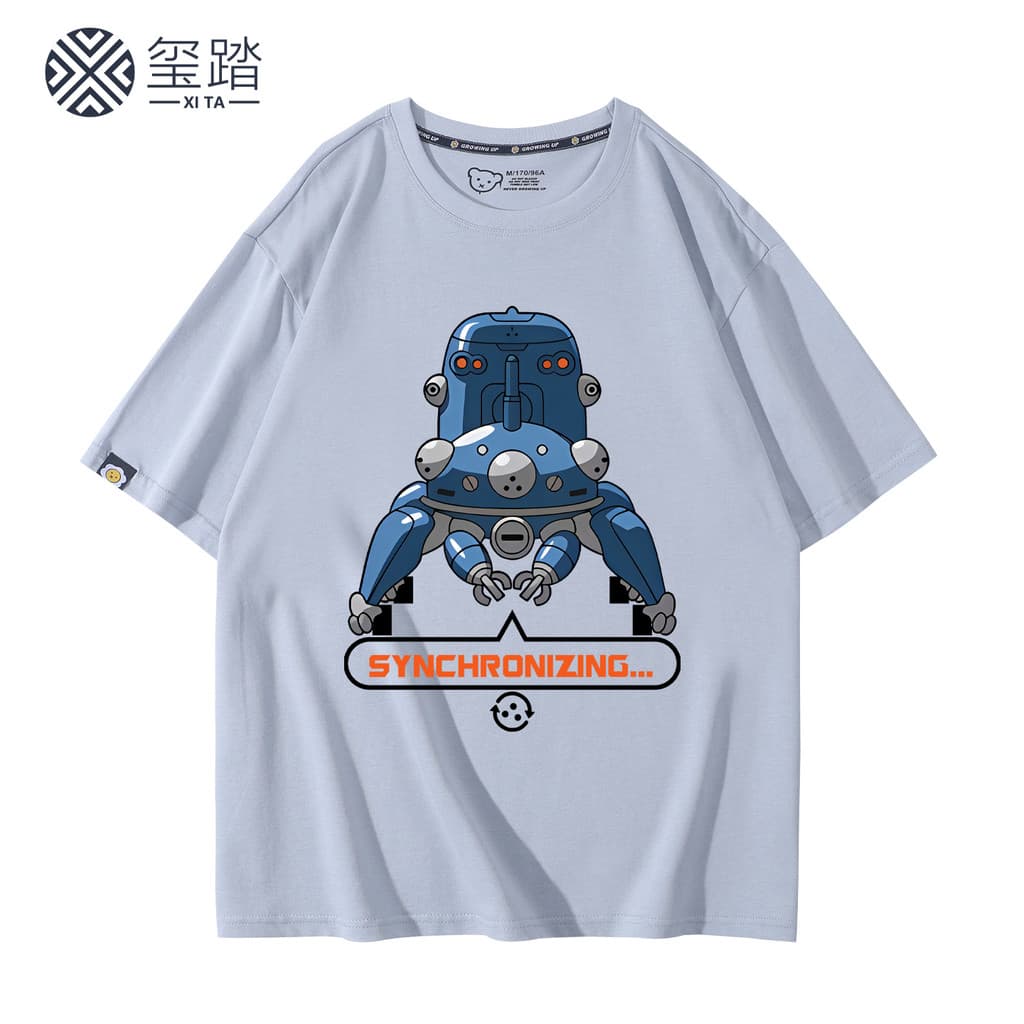 Fantasma na concha Anime Tachikoma sincronização conjunta mercadoria de manga curta camiseta das mulheres dos homens ver