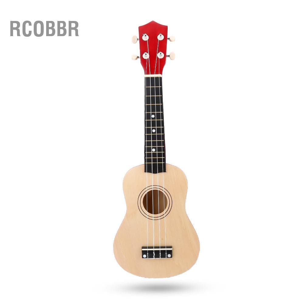 Rcobbr Ukulele de 21 polegadas em cor de madeira Basswood para iniciantes com 12 trastes com revestimento ecológico