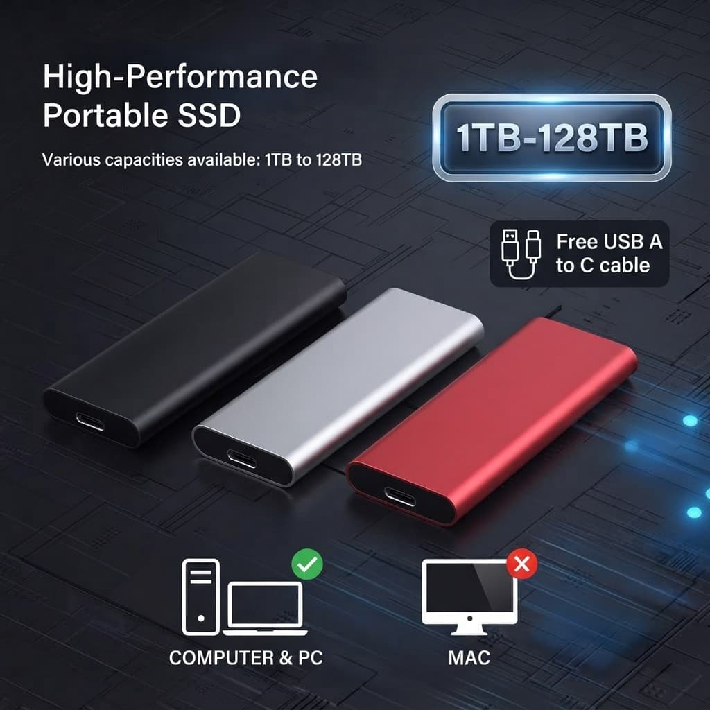 Disco rígido externo 4TB/8TB/16TB Disco rígido externo 30TB Unidade de estado sólido portátil 1TB/2TB Disco rígido exter