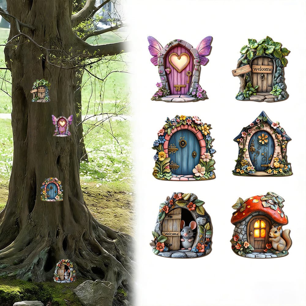 Conjunto De Jardim De Porta De Fadas 4/5/6 Unidades-Arte De Parede De Floresta Em Miniatura De Casa De Elfo De Resina Pa