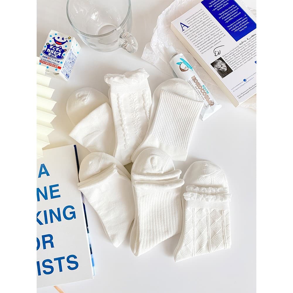 Meias jk brancas femininas de cano médio, meias finas e fofas de verão da moda, meias japonesas de renda, meias de princ