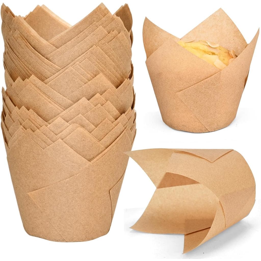 Neyimqr - 100 forminhas para cupcake extra grandes em formato de tulipa, papel manteiga de qualidade alimentar, suportes