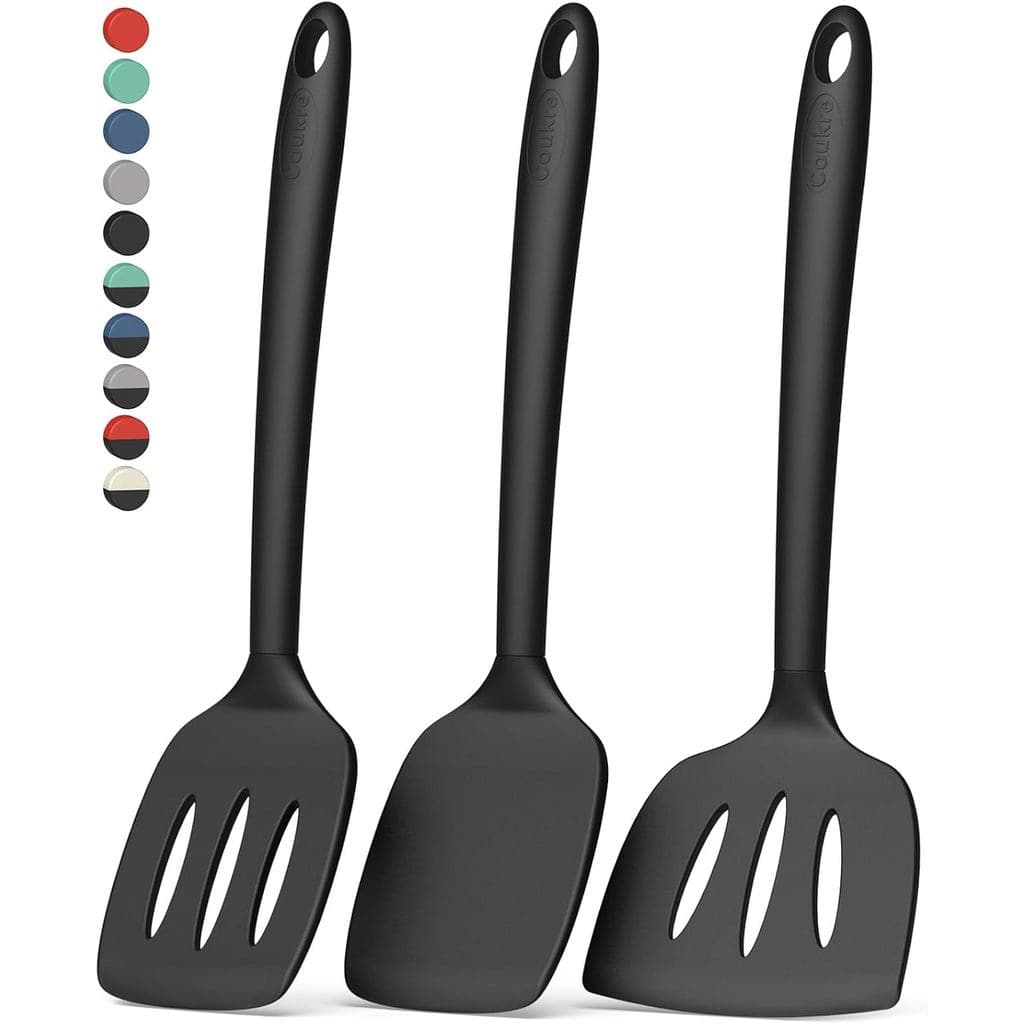 Conjunto de 3 Espátulas de Silicone Coukre, Resistente a Altas Temperaturas, Livre de BPA, Espátula para Peixe, Espátula