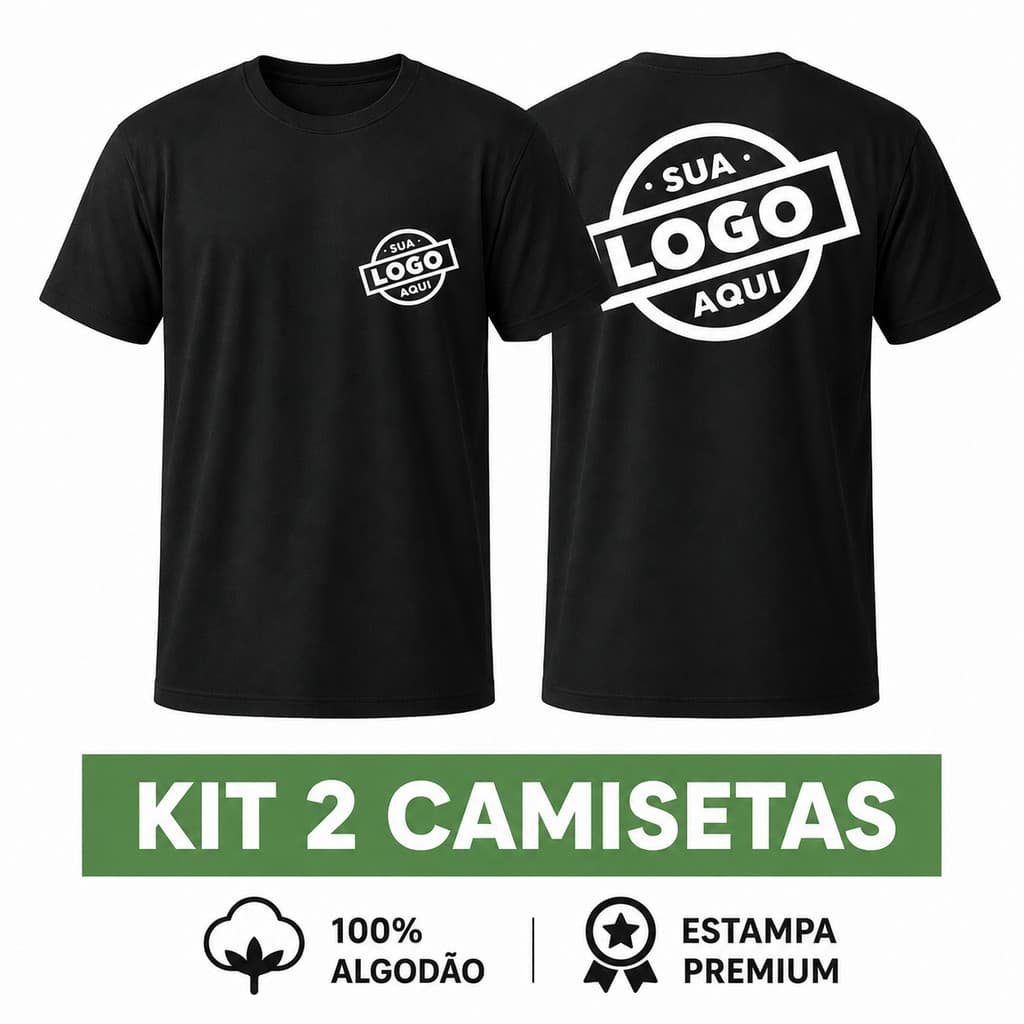 KIT 2 Camisetas Personalizadas Uniforme Com Sua Logo - 100% Algodão Premium Blusa Para empresas profissional