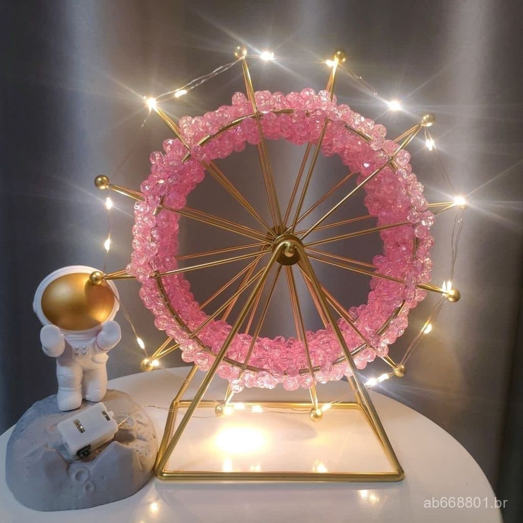 Ornamento de Roda Gigante de Gypsophila, Kit de Materiais DIY com Pérolas Rotativas Feitas à Mão, Decoração de Mesa, Pre