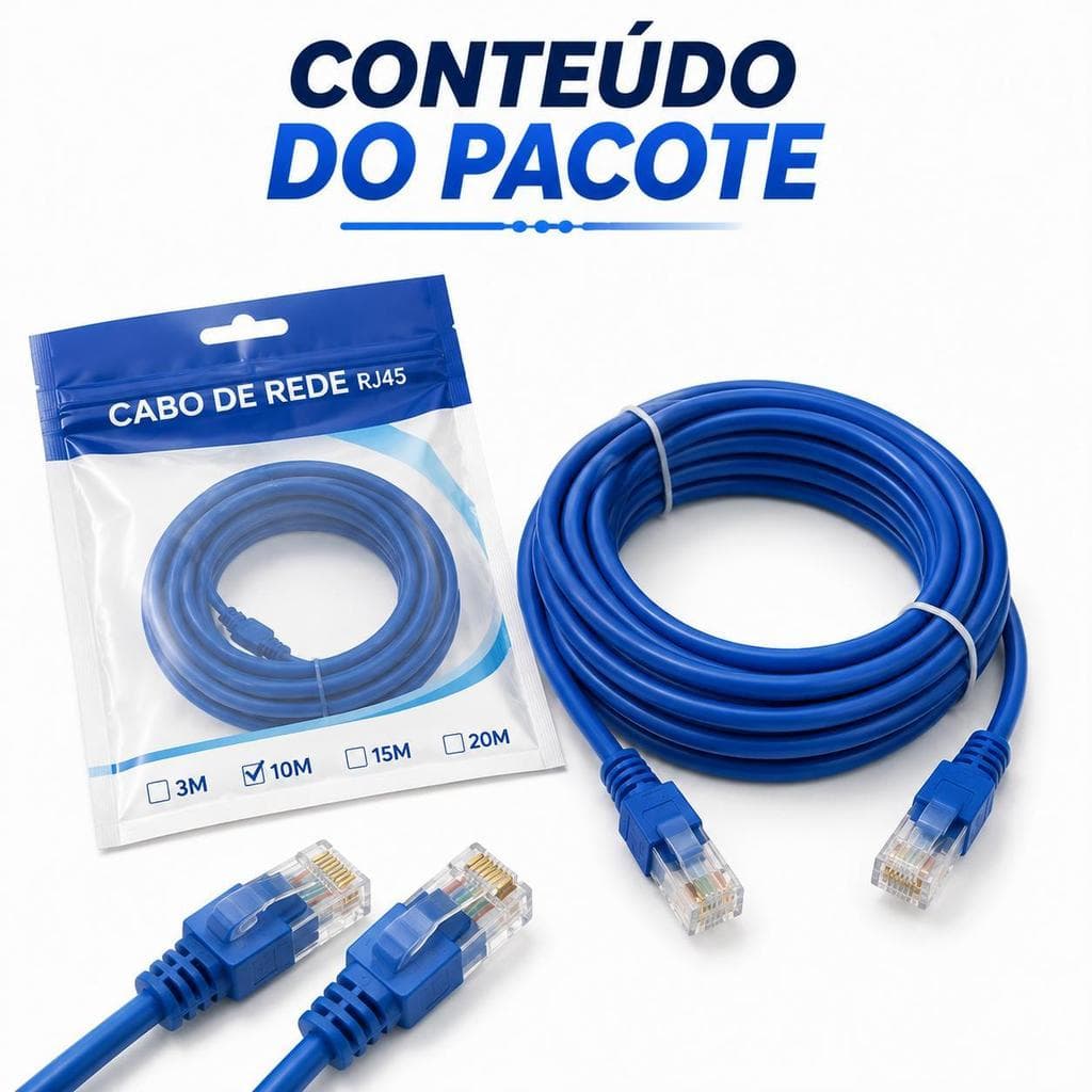 Cabo de Rede CAT5e 3M/10M/15M/20M RJ45 1000Mbps Blindagem Dupla Anti-oxidação Internet Estável