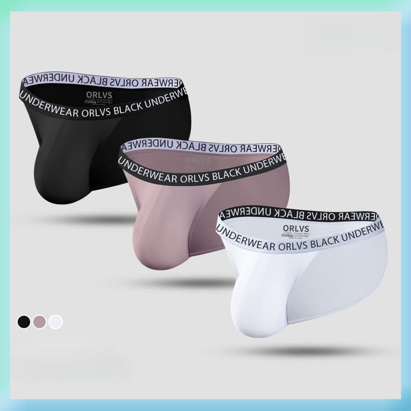 Cuecas masculinas de corte estreito com fenda alta, em viscose fina e fresca, de cintura baixa, com bolsa grande, resp
