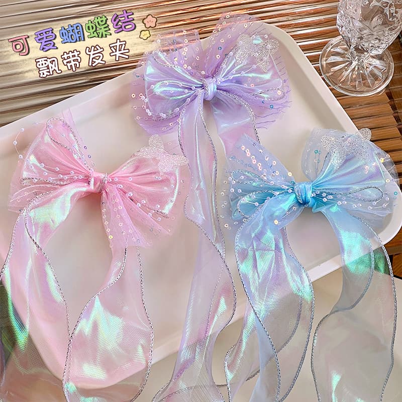 Arco acessórios para o cabelo meninas estilo Mori fada beleza princesa Streamer grampo de cabelo temperamento bebê menin