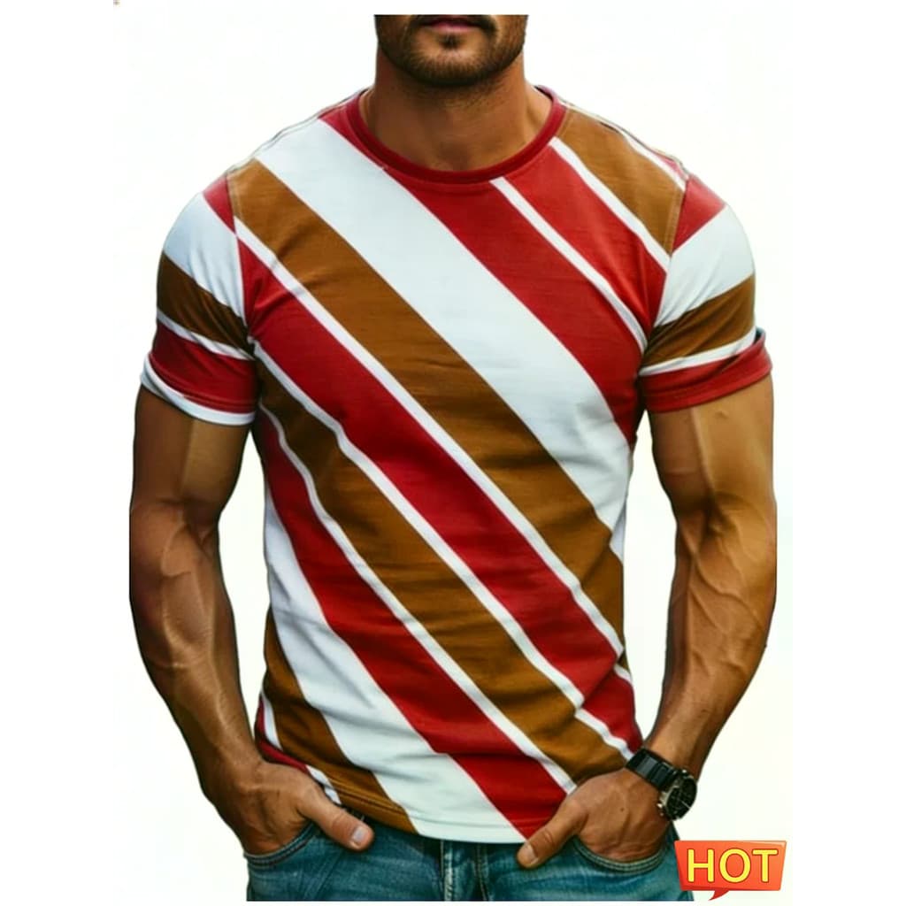 Impressão 3D Masculino Listrado Esporte De Secagem Rápida Respirável Camiseta Verão Rua Casual Moda Harajuku Y2K Pai-Fil