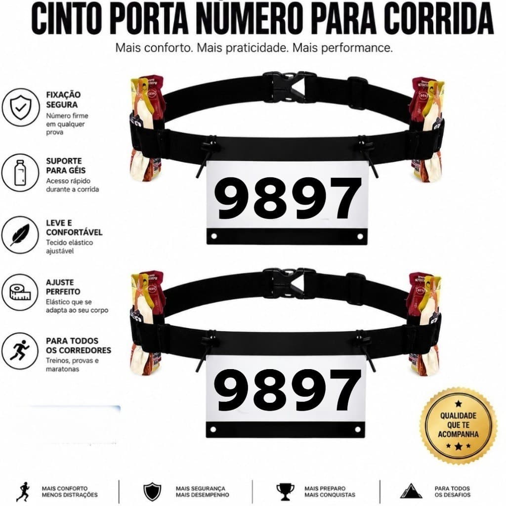 Cinto Porta Numero Para Corrida Ciclismo Carbo Gel  Para Corrida Refletivo