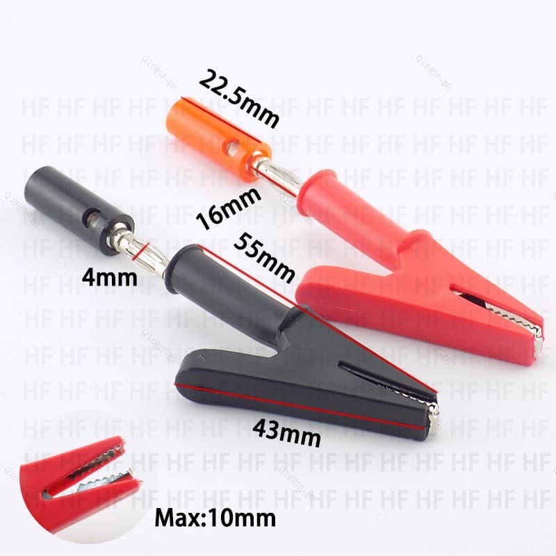 Clipes Diy Isolados 4mm Banana Plug Sonda Teste Elétrico Preto Vermelho Cor Cabo Jacaré Soquete BR16B