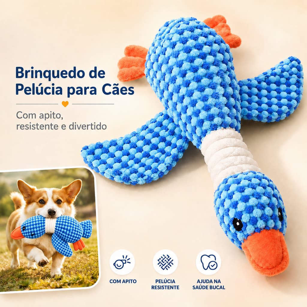 Brinquedo de Pelúcia Resistente para Cachorros Linen Wild Goose - Brinquedo Interativo de Mastigar e Limpar os Dentes