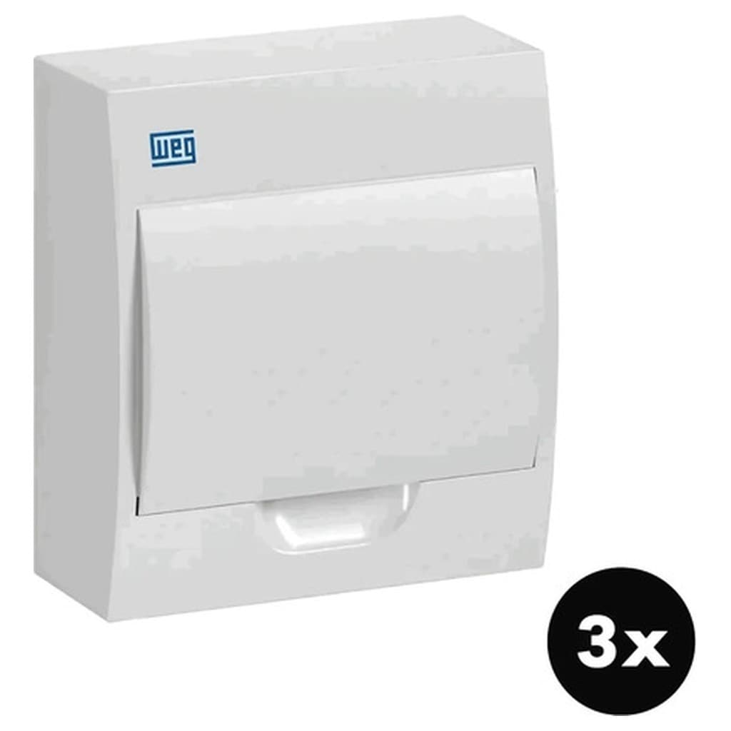 Kit 3 Quadro Distribuição Weg Qdw02-8-bs 8 Minidisjuntores Sobrepor Trilho Din 35mm Abs Antichama Ipx31 Ipx05 Branco
