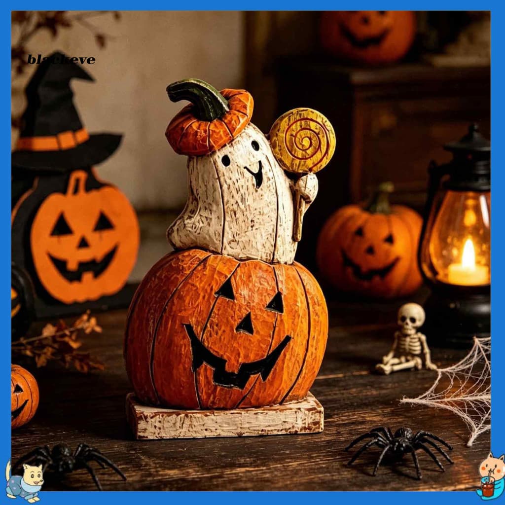 BL-Enfeites De Madeira Fantasma De Halloween , Decorações Com Base Estável Para Decoração De Mesa De Casa