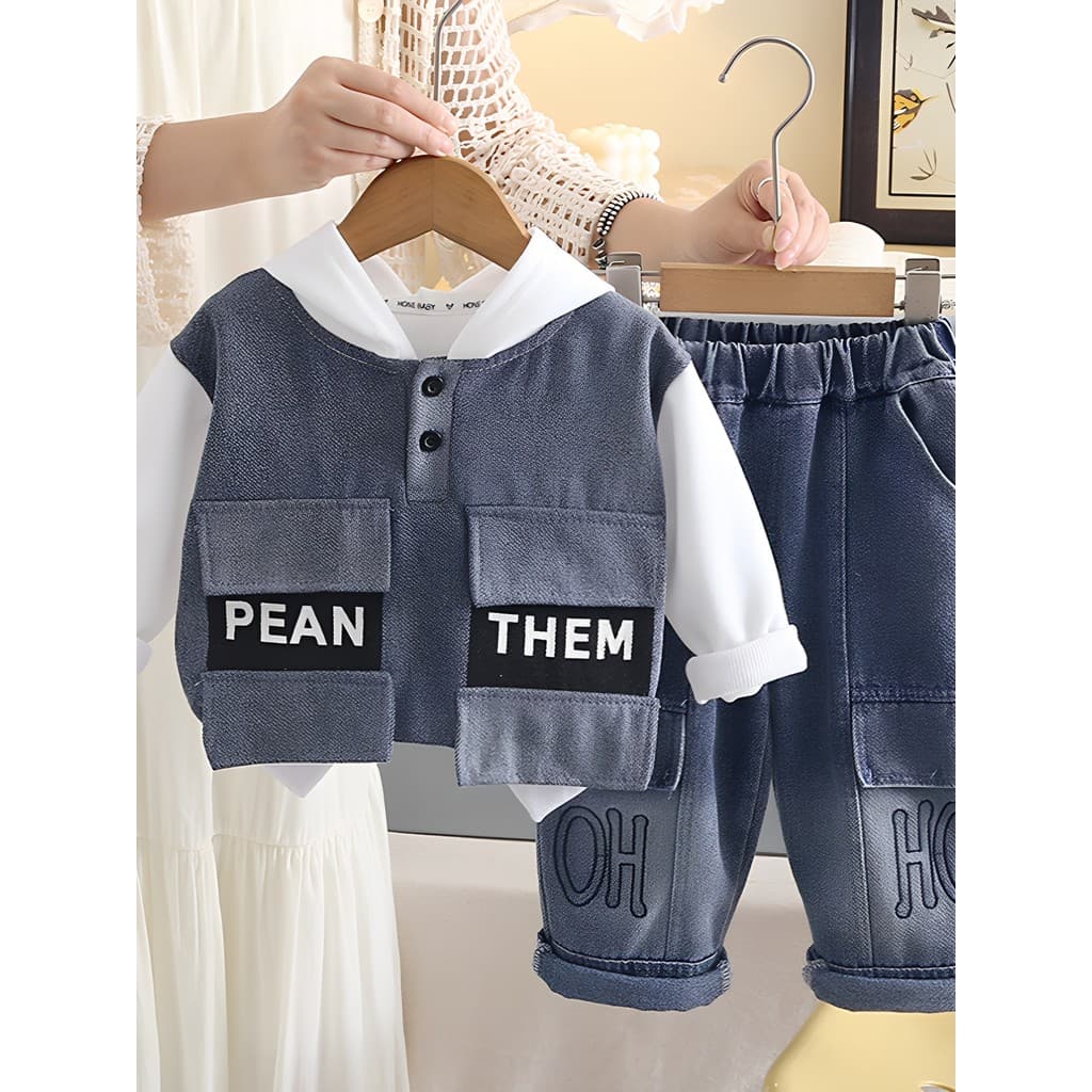 Meninos outono terno 2026 novo estilo moda bebê outono versão coreana moletom de duas peças terno do bebê crianças roupa