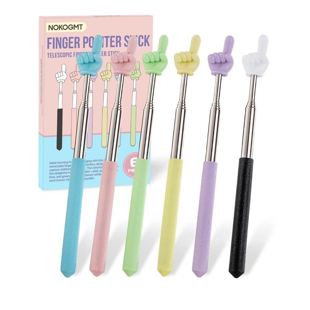 NOKOGMT-6PCS Ponteiro de Dedo para Sala de Aula – Ponteiro de Professor Extensível – Ferramenta de Ponteiro de Dedo – Po