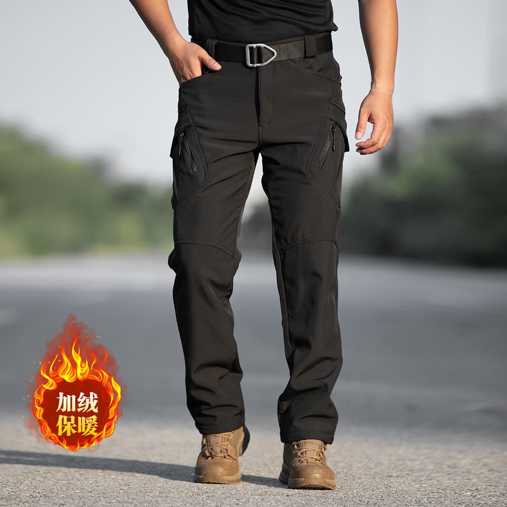 Jaqueta de lã tática ao ar livre quente X9 calças casuais masculinas de lã de lã calças compridas All-Match calças com v