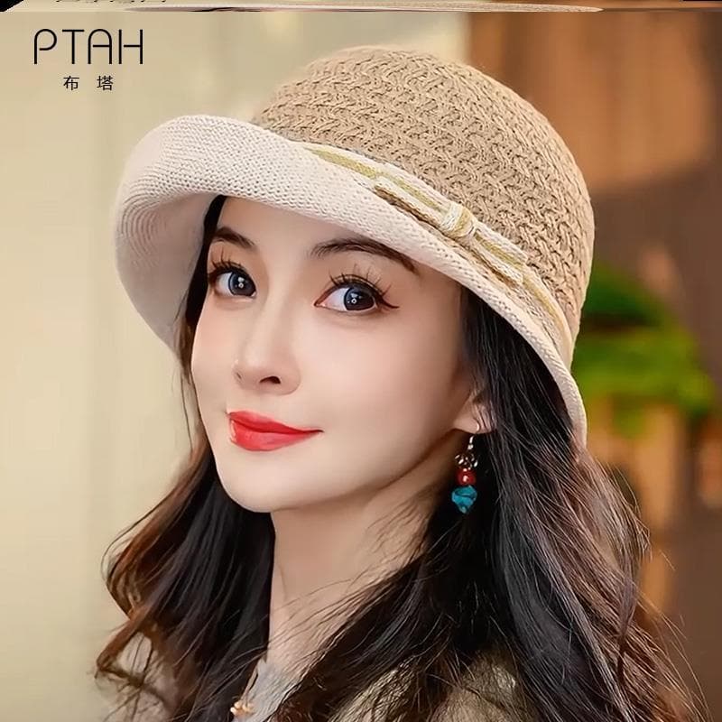 Buta primavera verão chapéu feminino estilo fino oco bacia chapéu de sol chapéu balde chapéu de sol respirável chapéu de