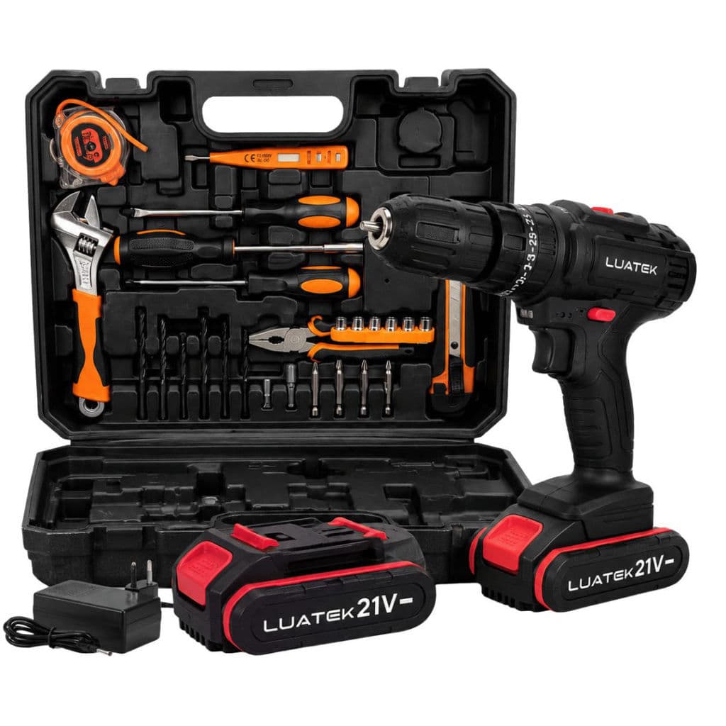 Furadeira Parafusadeira 21V Luatek 2 Baterias Kit Maleta