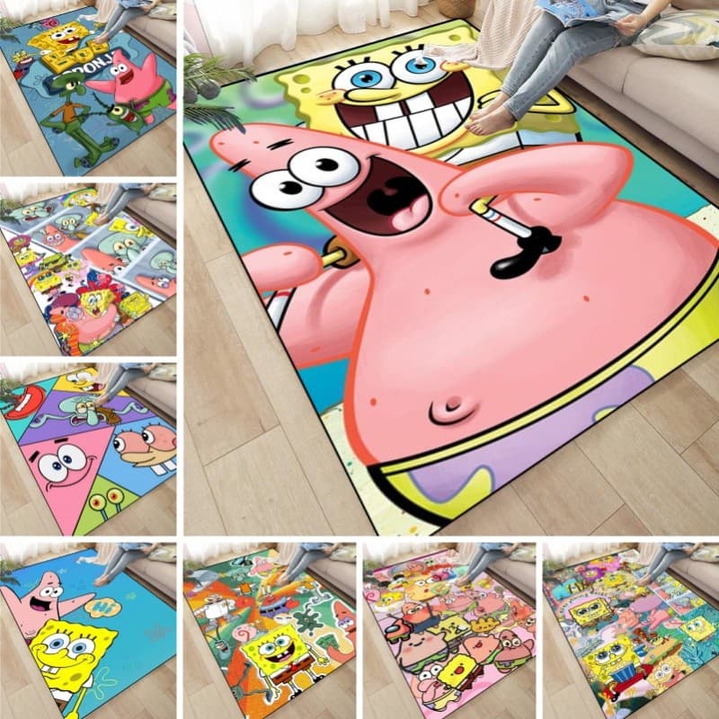 Tapete De Flanela Multiuso Personalizado Do Bob Esponja , Impresso , Antiderrapante , Presente Para Crianças , Quarto ,
