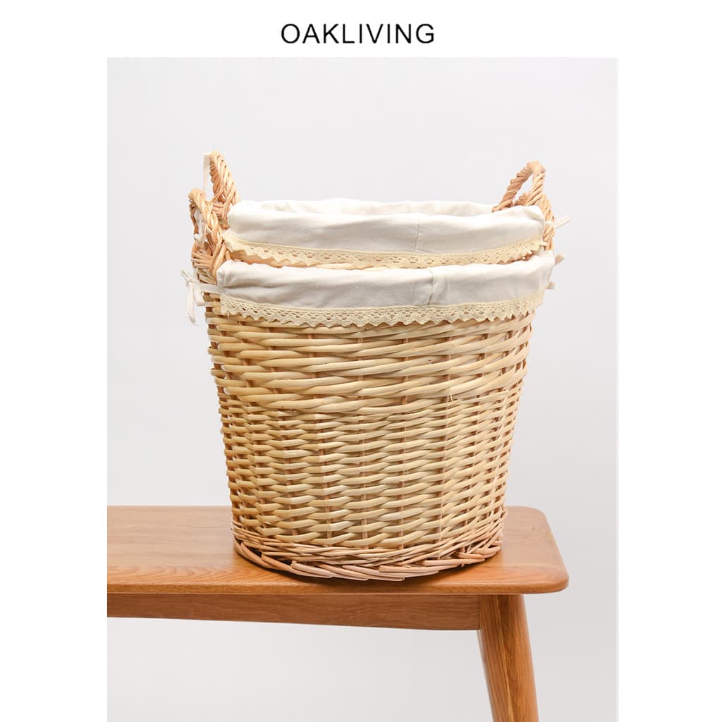 Oakliving cesta de vime para roupas sujas, cesta de vime Natural tecida à mão para armazenamento de roupas sujas domésti