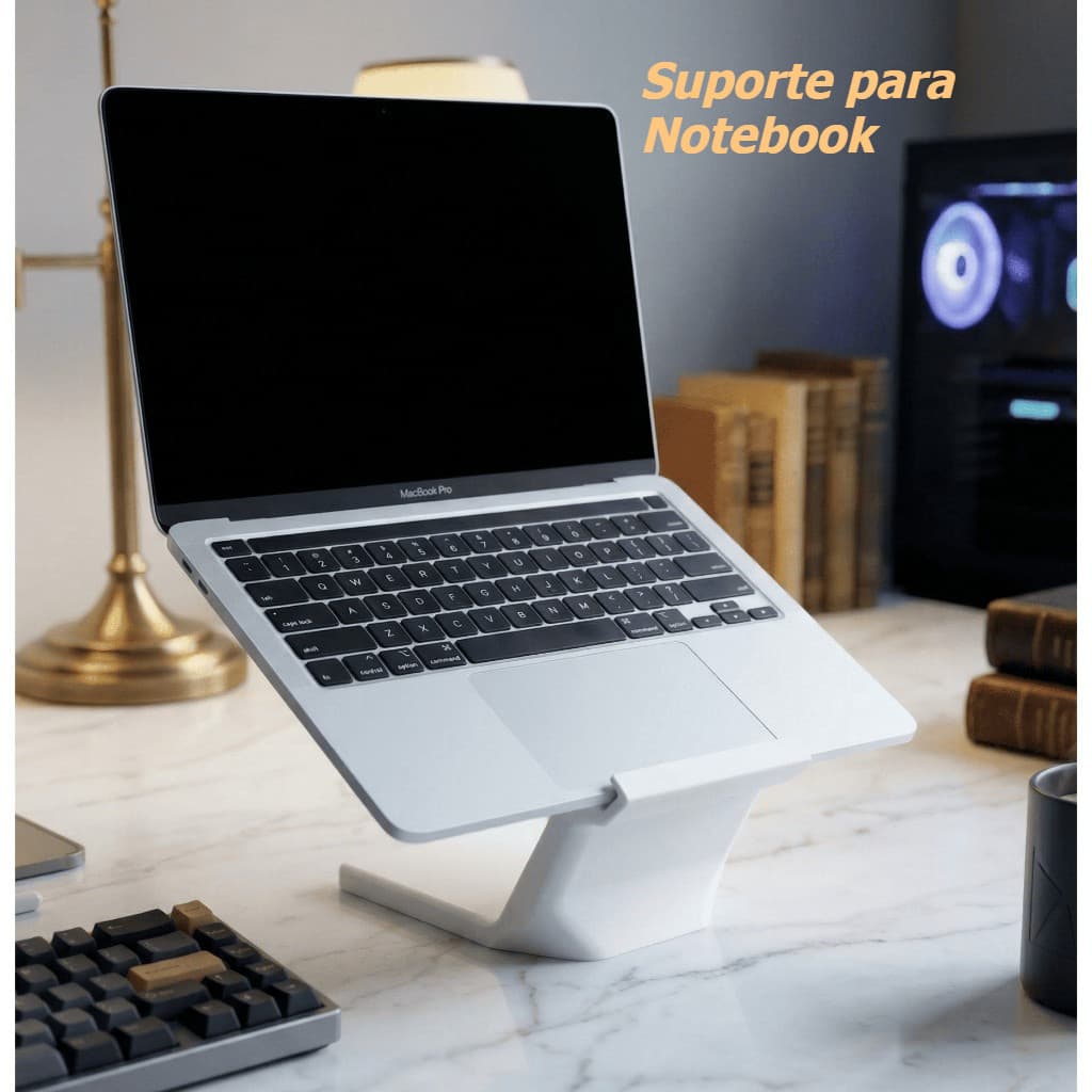 Suporte de Notebook Laptop Compacto Base Leve Ergonômico Ajustável Ventilado Minimalista Elevado Apoio Mesa Home Office