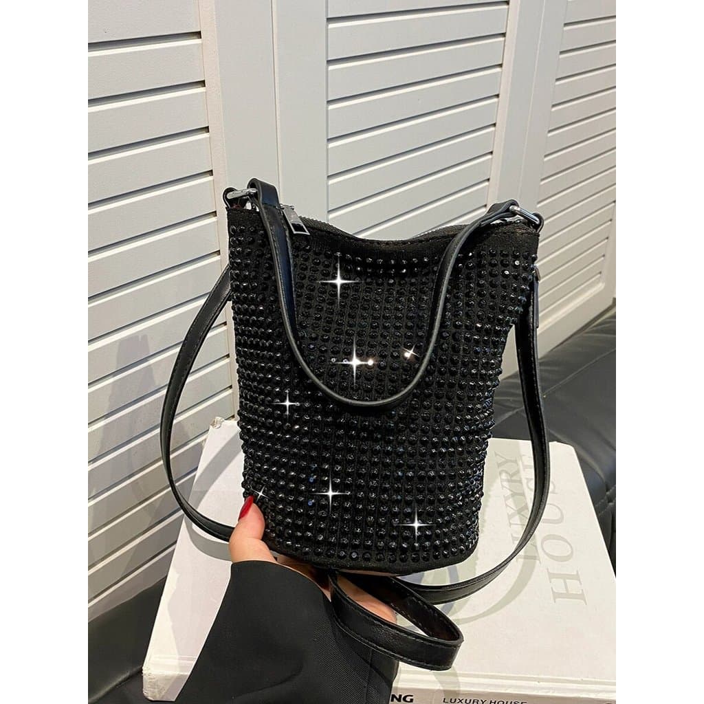 bolsa transversal feminino bolsa feminina Saco de strass completo strass balde saco 2026 novo estilo nicho Design High-E
