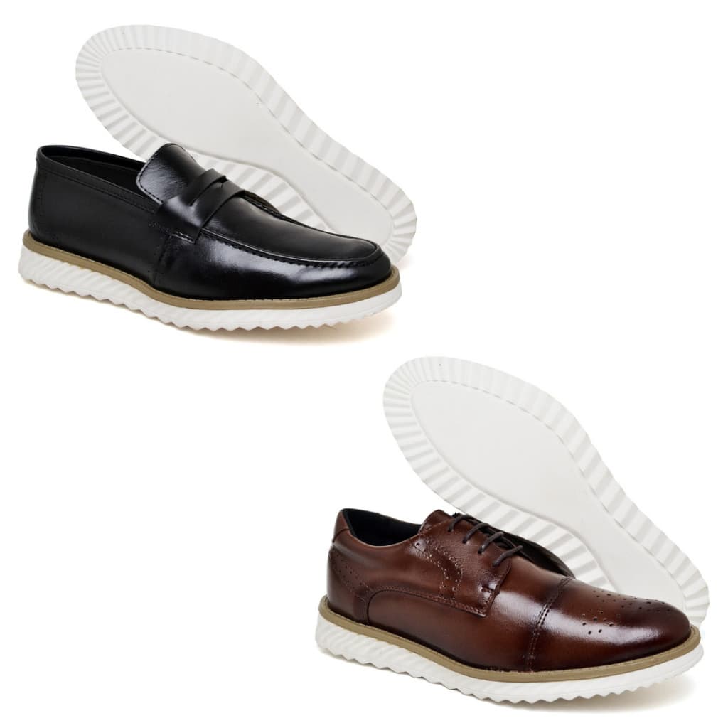 Kit 2 Pares Sapato Masculino Oxford Confortável em Sintético