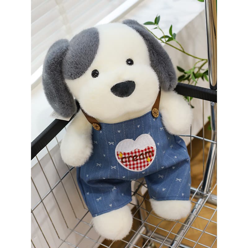 Super bonito cinta filhote de cachorro brinquedo de pelúcia manchado cão boneca menina segurando dormir boneca crianças