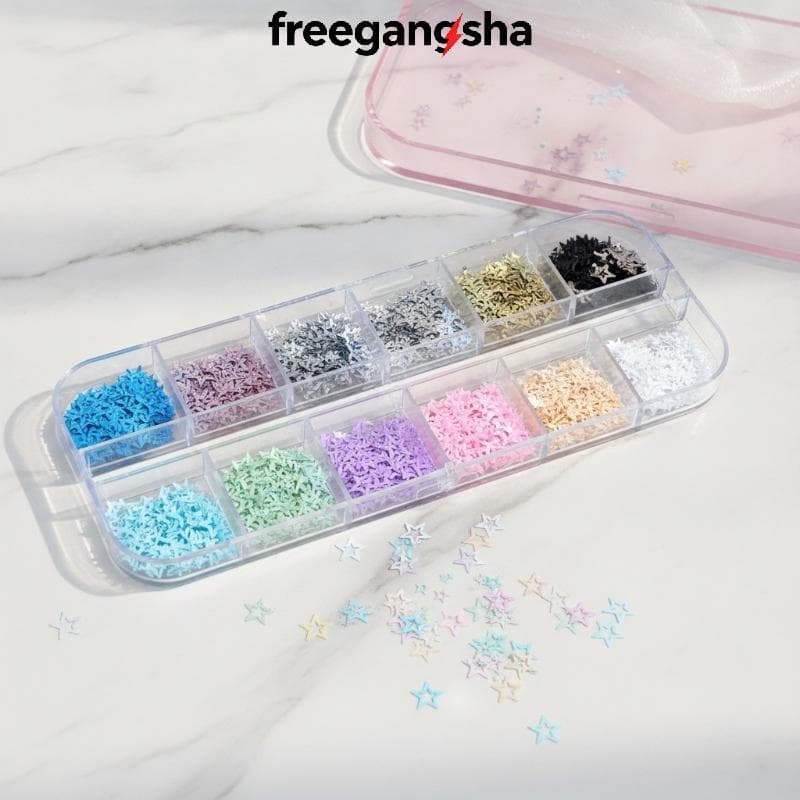 [FRE] Lantejoulas Holográficas Com Estrela Laser De Cores Mistas , 1 Conjunto De Enfeites De Unhas Brilhantes Para Crian