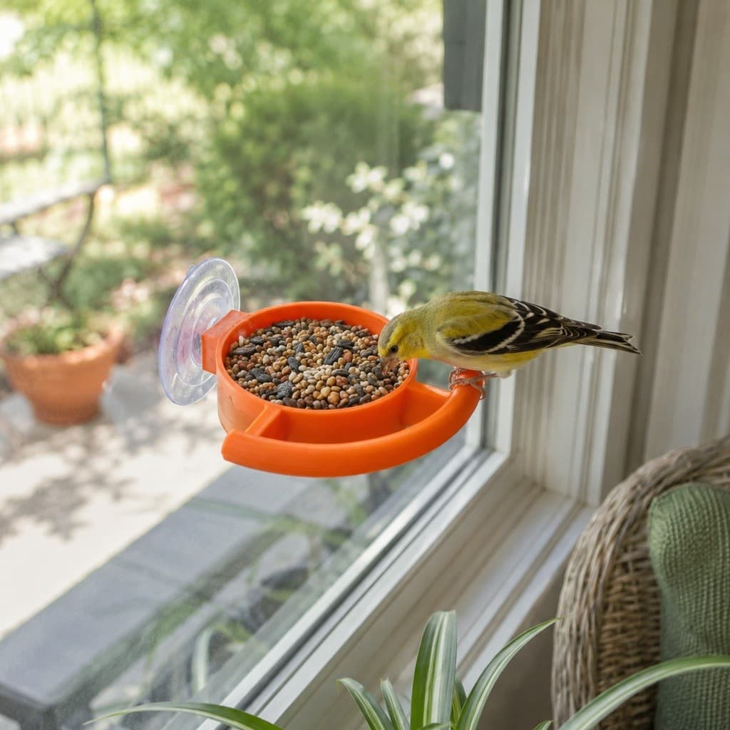 Alimentador De Pássaros Com Ventosa De Anjo Para Janela Fácil De Recarregar Alimentadores Suspensos Externos Pendurados