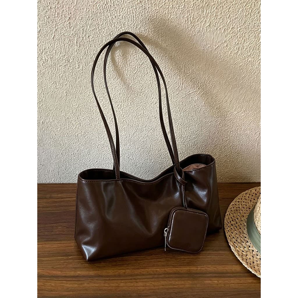 Retro portátil sacola senhoras 2026 novo estilo grande capacidade Casual bolsa de ombro superfície macia High-End Commut